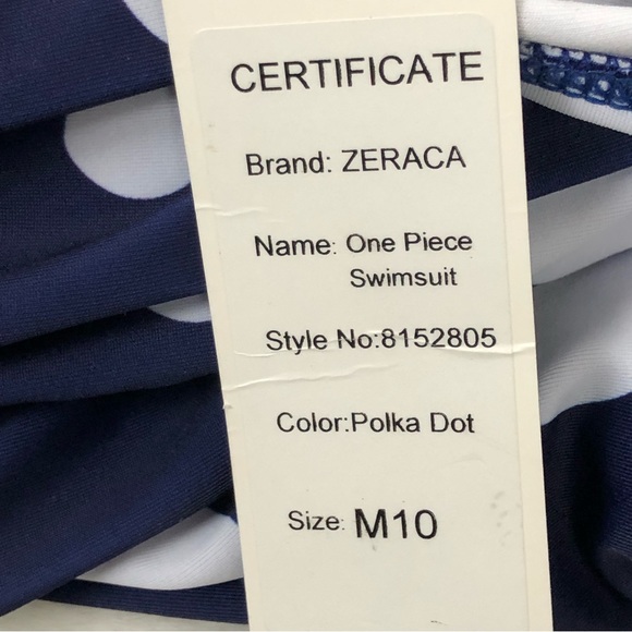 Zeraca Classic Luxury retro style polka dot bathing suit Med blue/ white - Picture 10 of 12